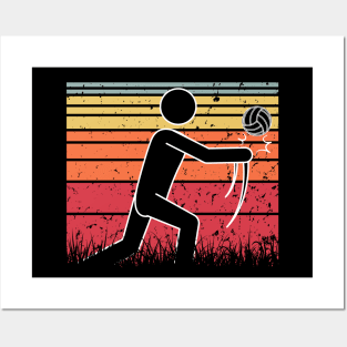 Travel back in time with beach volleyball - Retro Sunsets shirt featuring a player! Posters and Art